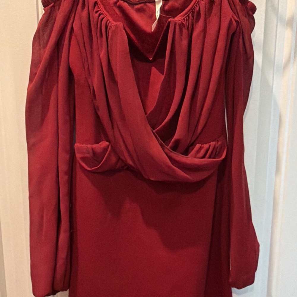 Elegant Red Draped Dress